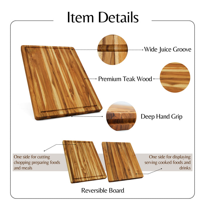 Teak Cutting Board Reversible - Natural