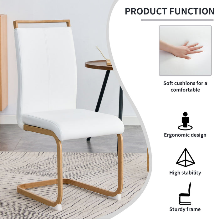 Wood Colored Mfc Desktop With Rubber Wooden Legs, Foldable Computer Desk, Foldable Office Desk, Modern PU Leather High Backrest So Feet Cushion Side Chair With Wood Grain Metal Legs - Wood