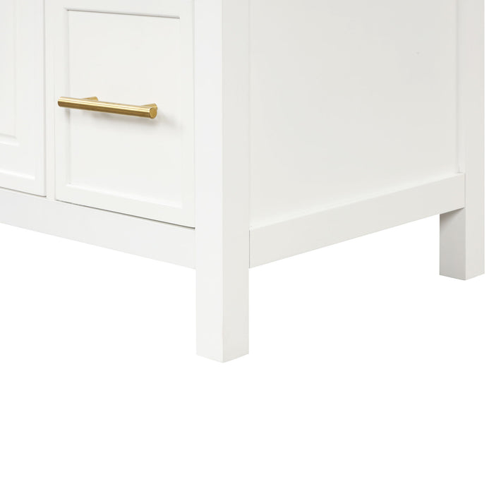 Bathroom Vanity With Sink Top, Bathroom Vanity Cabinet With Two Doors And Three Drawers, Solid Wood, MDF Boards, One Package, Off White