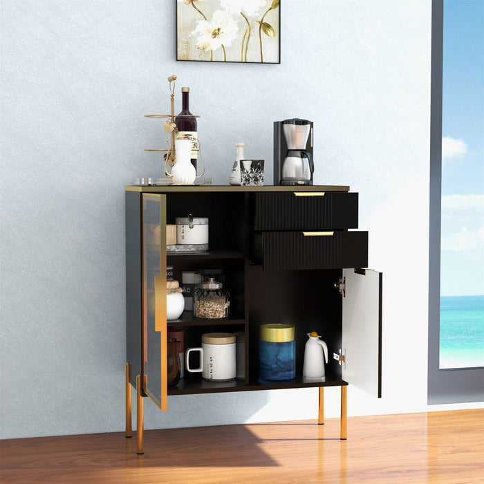 Sideboard Buffet Cabinet With 2 Drawers & 2 Doors - Black