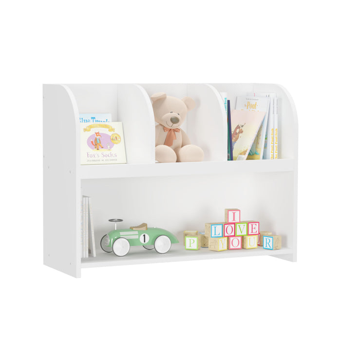 Kids Bookcase With 4 Compartments, Storage Book Shelf, Storage Display, Rack, Toy Organizer For Children'S Room, Playroom, Nursery