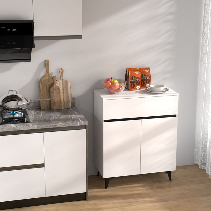 Two Doors And One Drawer Modern Accent Cabinet - White