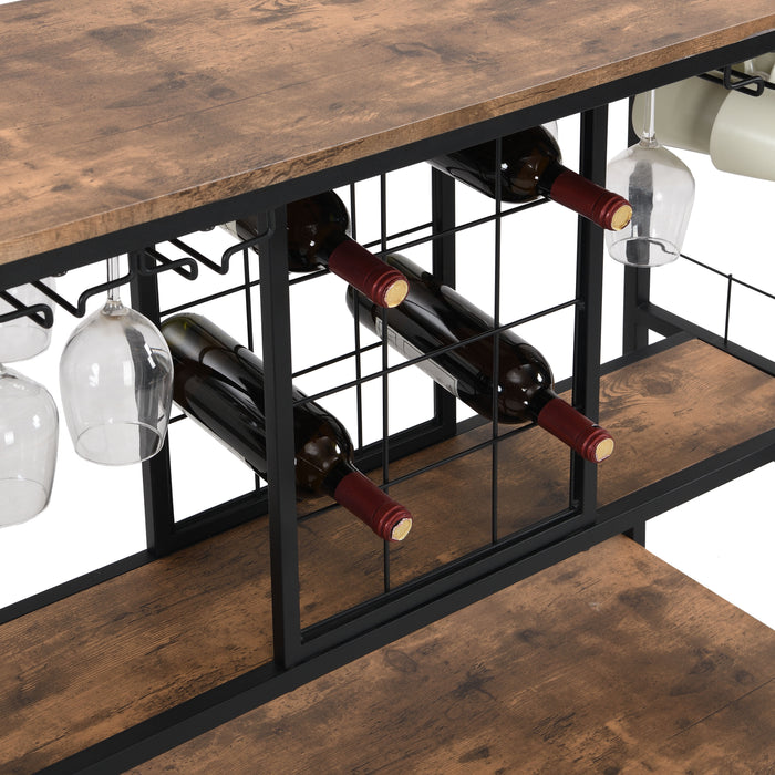 Industrial Wine Rack Kitchen Bar For Home 3 Tier Storage Shelves