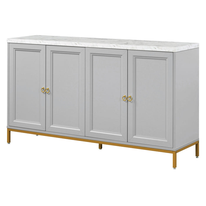 Trexm Modern Sideboard With Extra Large Storage Space With Metal Handles And Support Legs For Living Room And Dining Room (Light Grey)