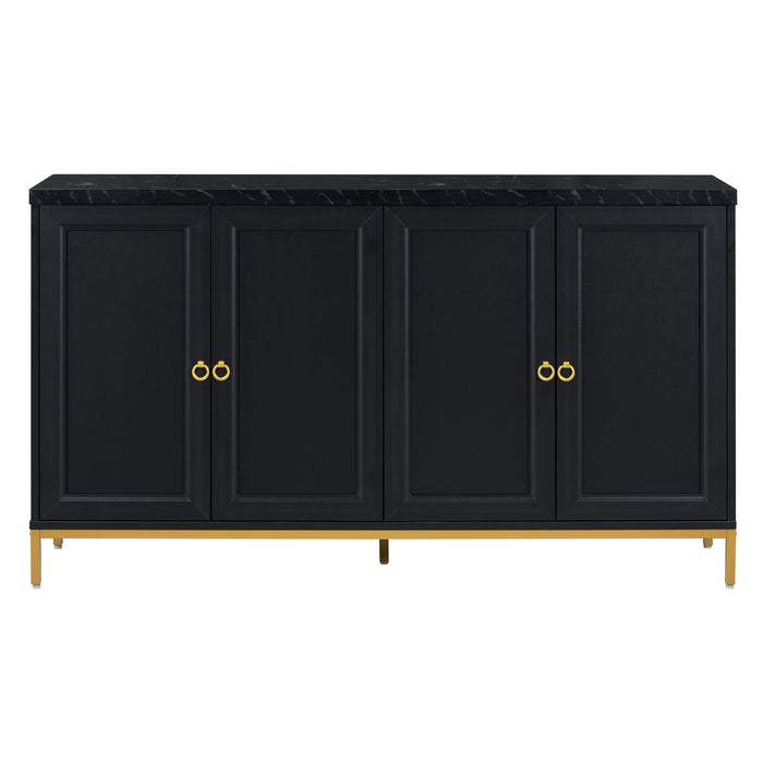 Trexm Modern Sideboard With Extra Large Storage Space With Metal Handles And Support Legs For Living Room And Dining Room (Black)