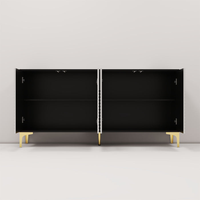 4 Door Black Blister Modern Side Cabinet