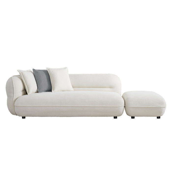 Chenille Sofa With Ottoman For Living Room - White