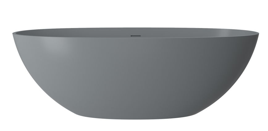65" Solid Surface Stone Resin Modern Oval Shaped Freestanding Soaking Bathtub With Overflow