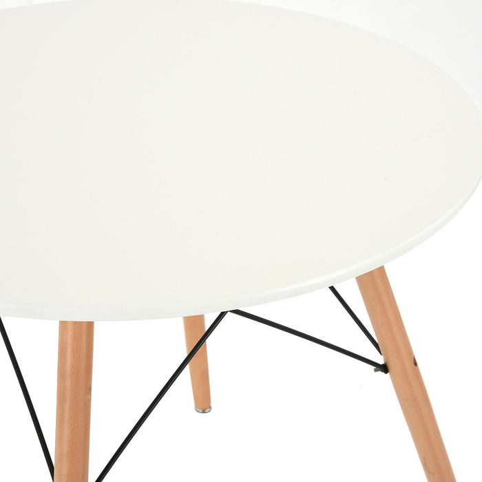 Dia. 31.5" Round Dining Table With Beech Wood Legs, Modern Wooden Kitchen Table For Dining Room Kitchen (White)
