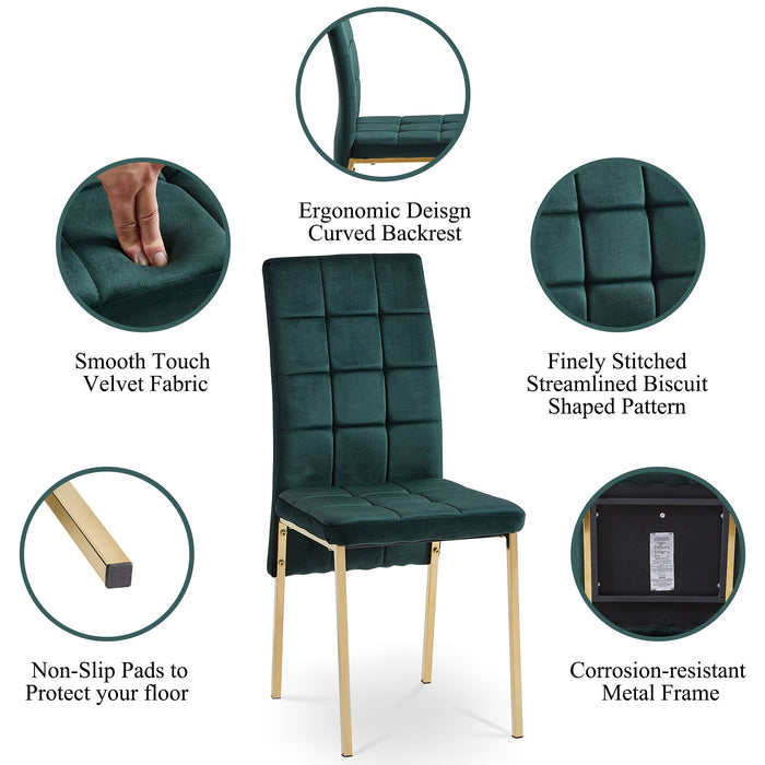 High Back Nordic Dining Chair (Set of 4) - Green