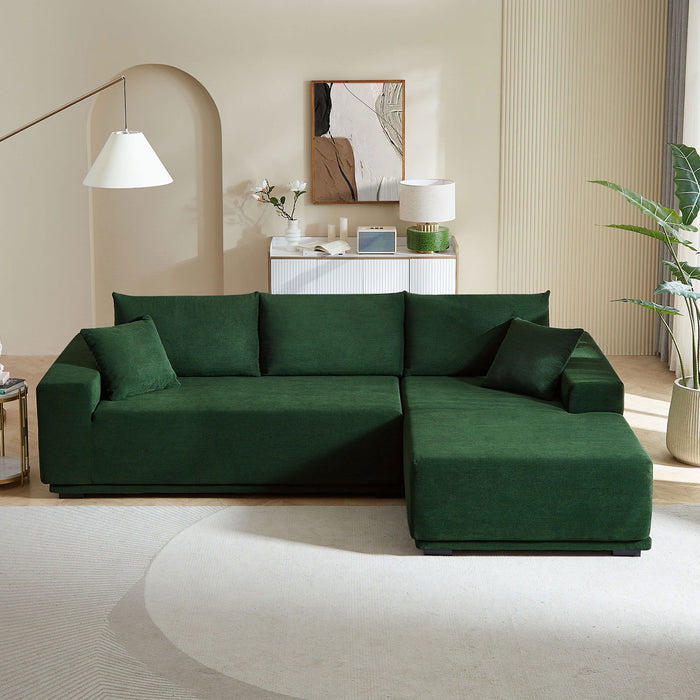 Sectional Couch Covers 2 Pieces L Shape Sectional Sofa Couches For Living Room, Bedroom, Salon For Right Chaise Including Bottom Frame. Drak Green