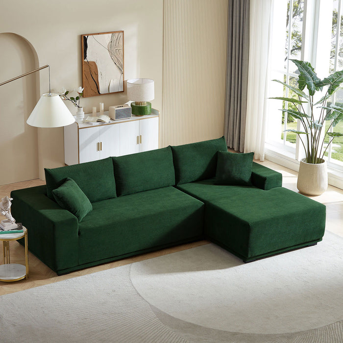 Sectional Couch Covers 2 Pieces L Shape Sectional Sofa Couches For Living Room, Bedroom, Salon For Right Chaise Including Bottom Frame. Drak Green