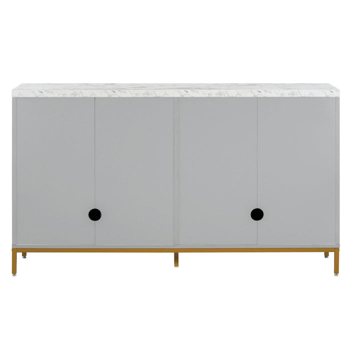 Trexm Modern Sideboard With Extra Large Storage Space With Metal Handles And Support Legs For Living Room And Dining Room (Light Grey)