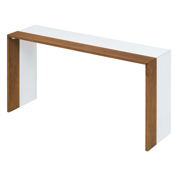Trexm Color-Blocked Modern Minimalist Style Consoletable For Entrance, Hallwayand Living Room (White And Brown)