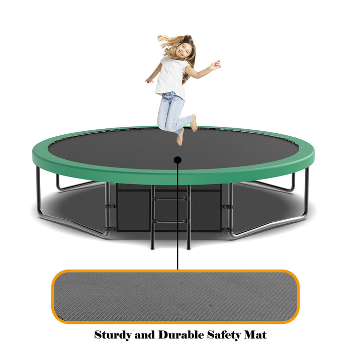 12 Feet Recreational Kids Trampoline With Safety Enclosure Net & Ladder, Recreational Trampolines