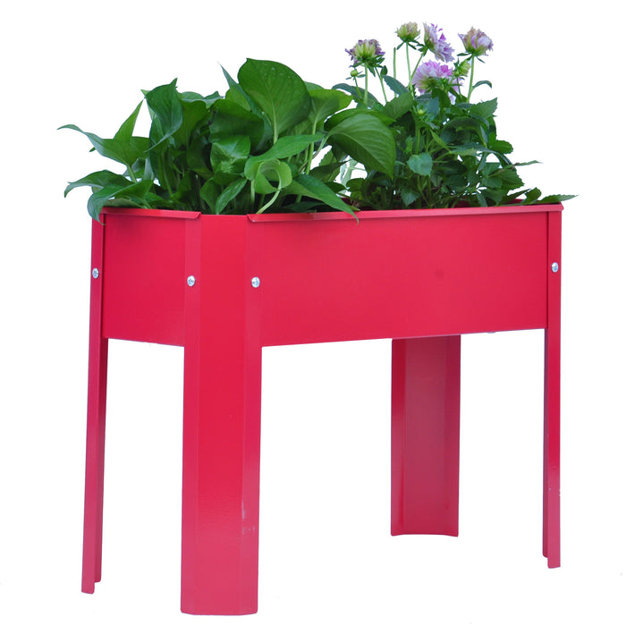 Elevated Garden Bed, Metal Elevated Outdoor Flowerpot BoxSuitable For Backyard And Terrace, Suitable For Vegetable And Flower (Set of 2) - Red