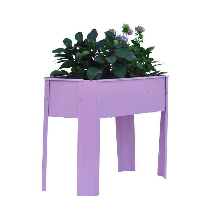 Elevated Garden Bed, Metal Elevated Outdoor Flowerpot Box, Suitable For Backyard And Terrace, Suitable For Vegetable And Flower (Set of 2) - Pink