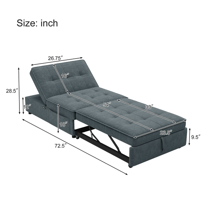 Sofá cama 4 en 1, silla cama, cama otomana plegable multifunción con bolsillo de almacenamiento y puerto USB para apartamento, sala de estar, dormitorio, pasillo, azul oscuro