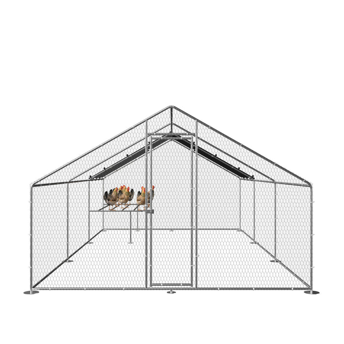 Large Metal Chicken Coop, Walk-Inch Chicken Coop, Galvanized Wire Poultry Chicken Coop, Rabbit Duck Coop With Waterproof And Uv Protection Cover For Outdoor