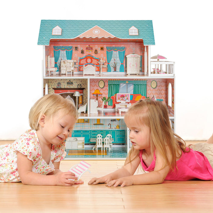 Modern Wooden Dollhouse For Kids, Birthday Presents For Toddler 3