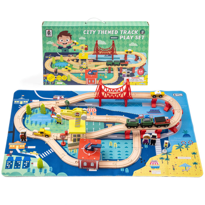 Wooden Train Set Wooden Train Track Set With Magnetic Trains Bridge Ramp Toy Train Set For Kids (5 Pieces An Order)