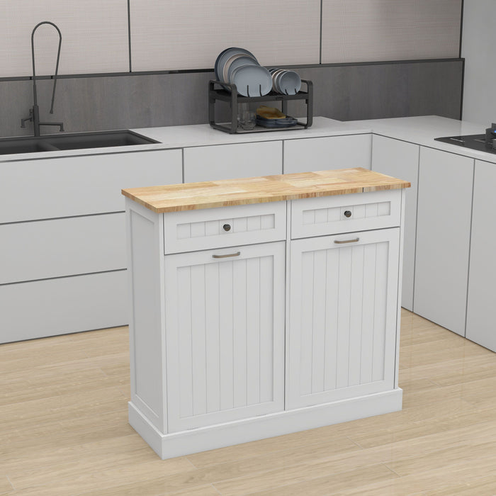 Two Drawers And Two - Compartment Tilt - Out Tras Height Cabinet Kitchen Tras Height Cabinet - White
