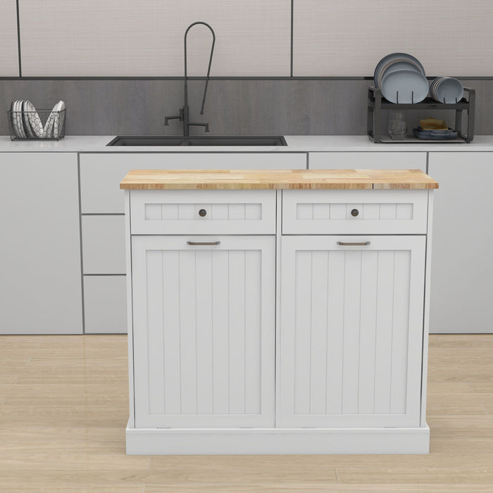 Two Drawers And Two - Compartment Tilt - Out Tras Height Cabinet Kitchen Tras Height Cabinet - White