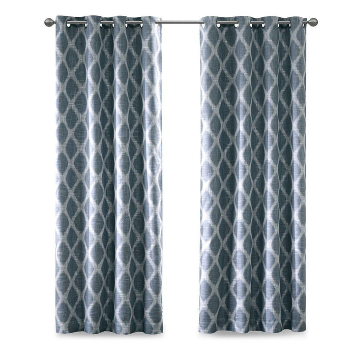 Printed Ikat Blackout Curtain Panel In Navy