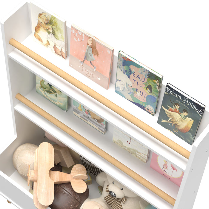 Kids Bookshelf, Book And Magazine Rack, Book Organizer, Toy Storage Cabinet Organizer, White