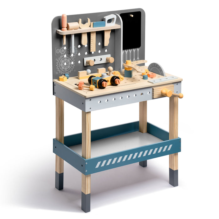 Modern Wooden Workbench With Blackboard For Kids, Tool Playset For Kids And Toddlers, Play Construction Sets For Kids