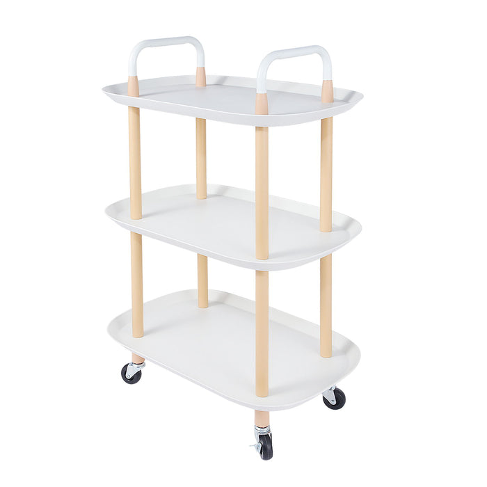 3 Tier Rolling Storage Utility Cart, Heavy Duty Craft Cart With Wheels And Handle, White