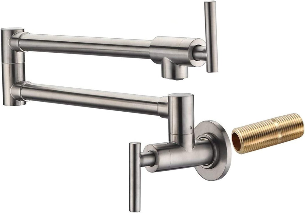 Pot Filler Faucet Wall Mount, Brushed Nickel Finish And Dual Swing Joints Design