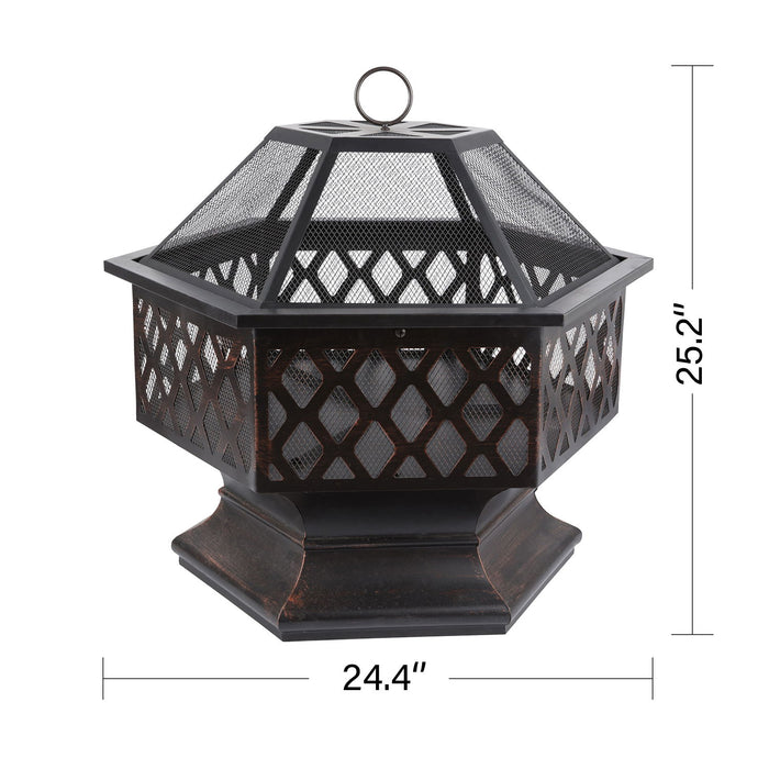 24. 4'' Iron Fire Pit Outdoor