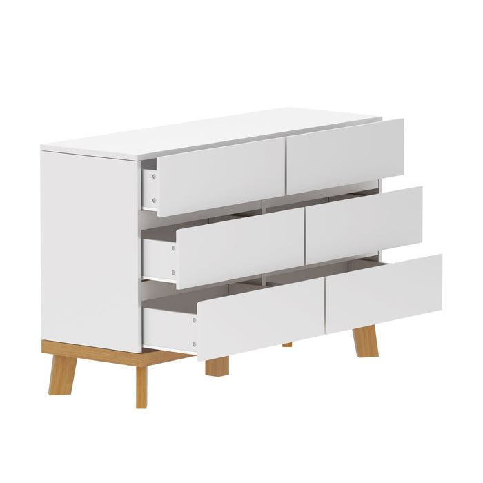 47.24"6-Drawers Mdf Storage Cabinet, For Bedroom, Living Room, Dining Room, Hallways, White