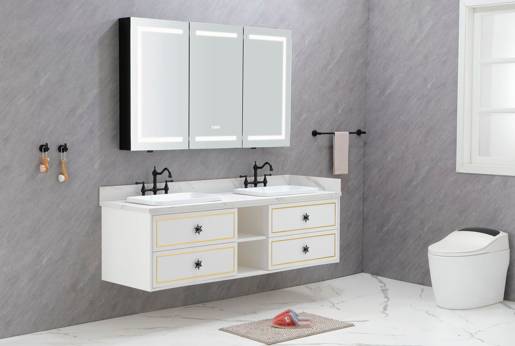 60 X 36" Bathroom Mirror Medicine Cabinet - Wooden Door Medicine Cabinets For Bathroom, Wall Mounted Recessed Or Surface, Bathroom Mirror With Storage