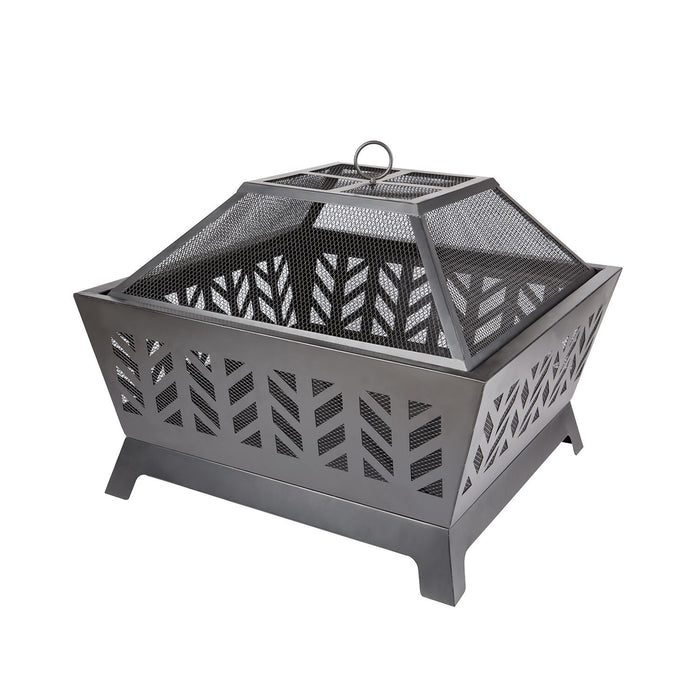 25. 98'' Square Iron Fire Pit Outdoor