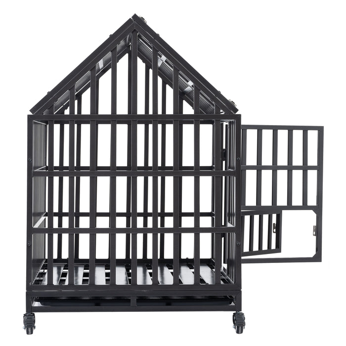 Heavy Duty Dog Cage Pet Crate With Roof & Window On Roof