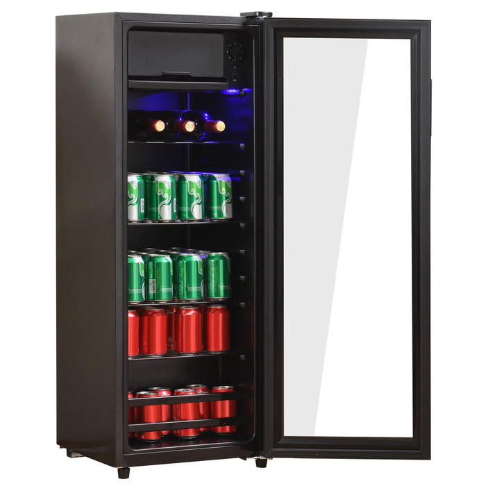 128Lmini Refrigerator, 8L Freezer / 120L Refrigerator, Holds 94 Cans Of Soda, Water, Beer Or Wine. Low Noise Operation, Compressor Cooling System, Energy Efficient, Adjustable Shelves, Blue