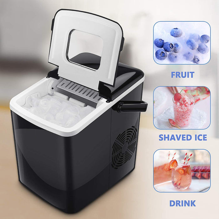 Portable Ice Maker 9 Cubes Ready In 9 Min / 26Lbs Per 24H With 2 Optional Ice Cube Sizes