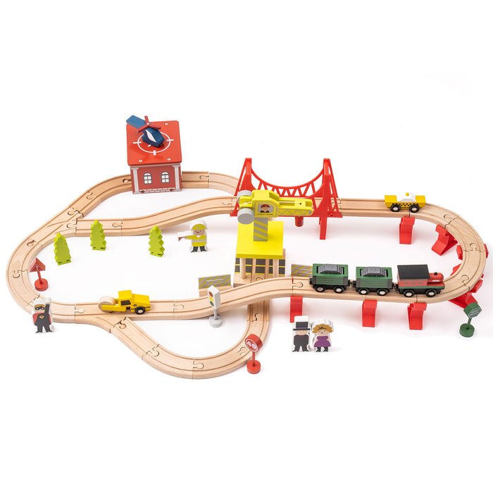 Wooden Train Set Wooden Train Track Set With Magnetic Trains Bridge Ramp Toy Train Set For Kids (5 Pieces An Order)