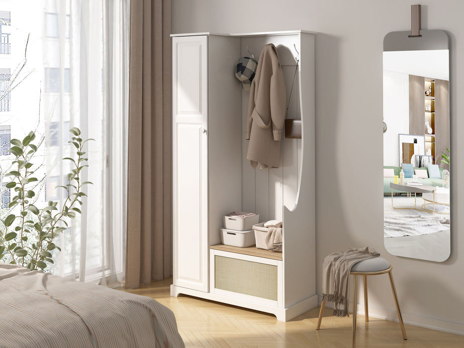 1 Door Closet, Suitable For Living Room, Entryway, Bedroom - White