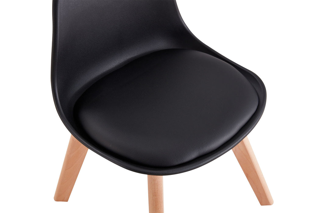 Bb Chair, Wood Leg; Pp Back With Cushion - Black, (Set of 2)