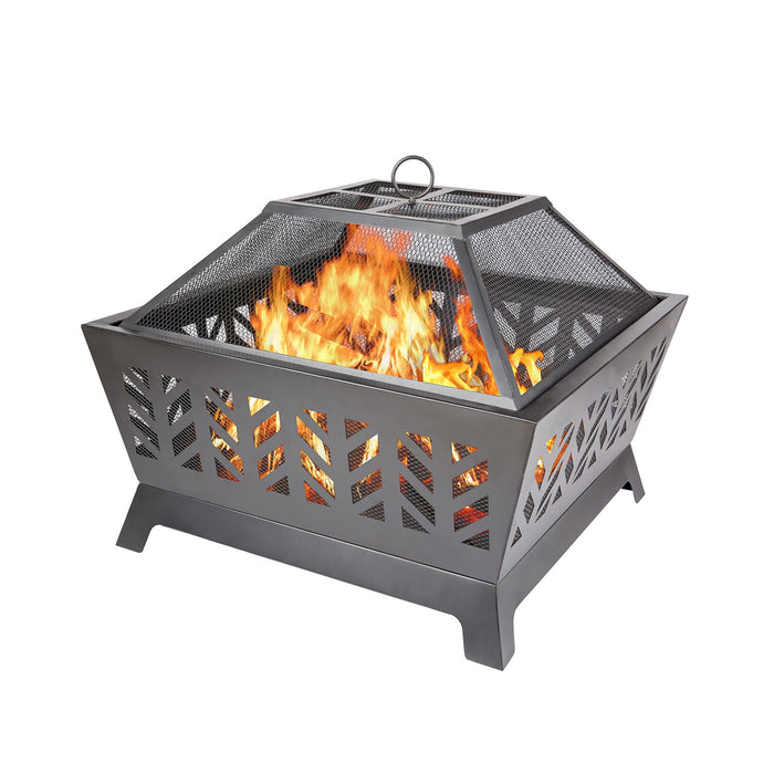 25. 98'' Square Iron Fire Pit Outdoor