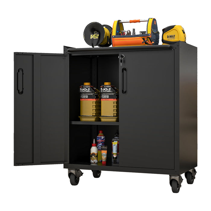 Heavy Duty Metal Garage Storage Cabinet With Wheels Sturdy Tool Organizer