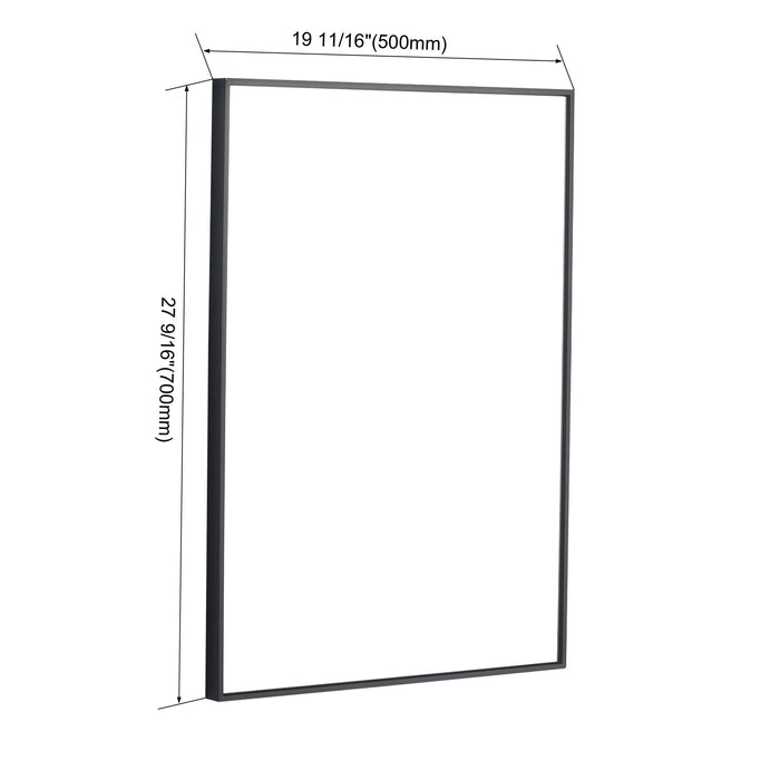 20" Rectangular Wall Mounted Mirror - Black