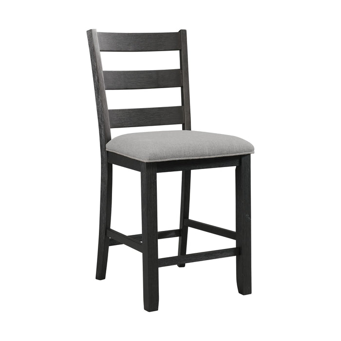 Martin - Counter Side Chair With Gray Fabric (Set of 2) - Black Finish