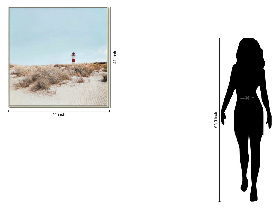 Hand Painted Textured Canvas In Frame - Light Blue