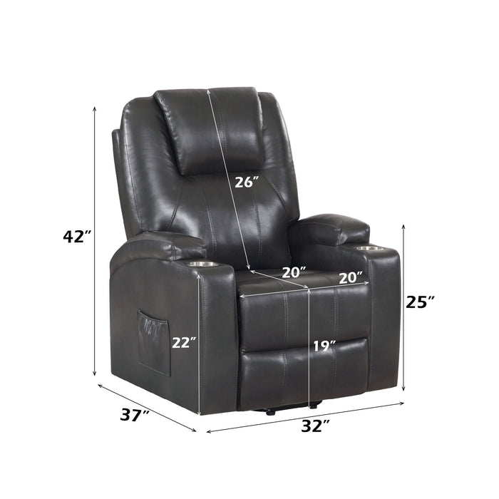 Recliner With Power Lift & Massage - Gunmetal