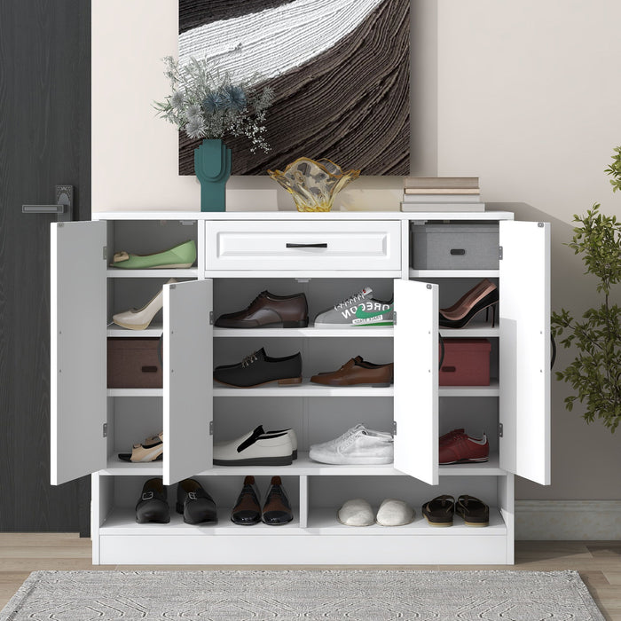 Sleek And Modern Shoe Cabinet With Adjustable Shelves, Space Saving Design