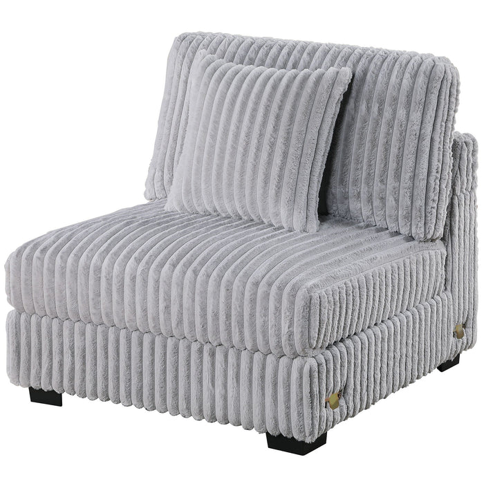 Armless Chair Modular With Pillow Living Room Furniture - Gray / Mink